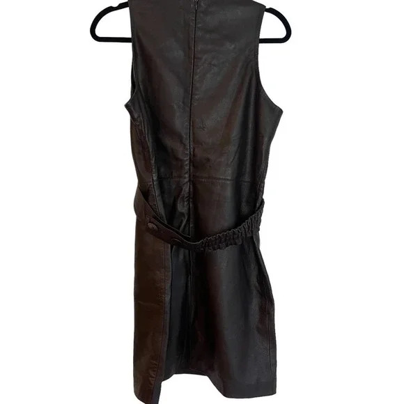 chinese dress ladies Women's Leather Gathered Dress - Black - US 6